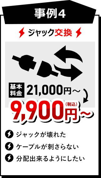ジャック交換　9,900（税込）~