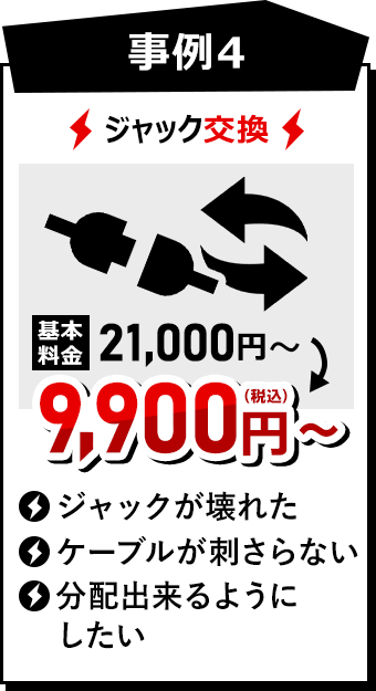 ジャック交換　9,900（税込）~