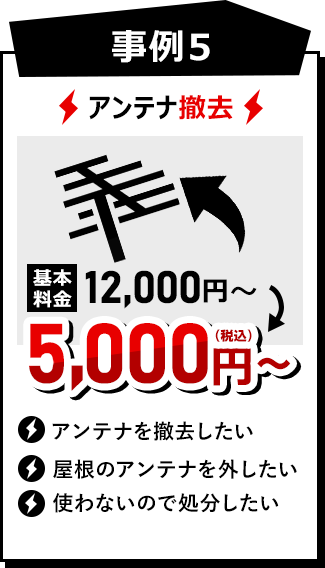 アンテナ撤去　5,000（税込）~