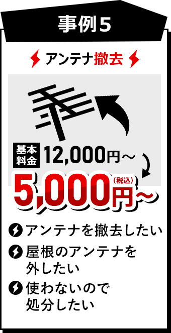 アンテナ撤去　5,000（税込）~