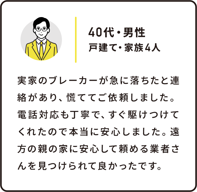 40代男性・戸建て家族4人・ブレーカーの修理