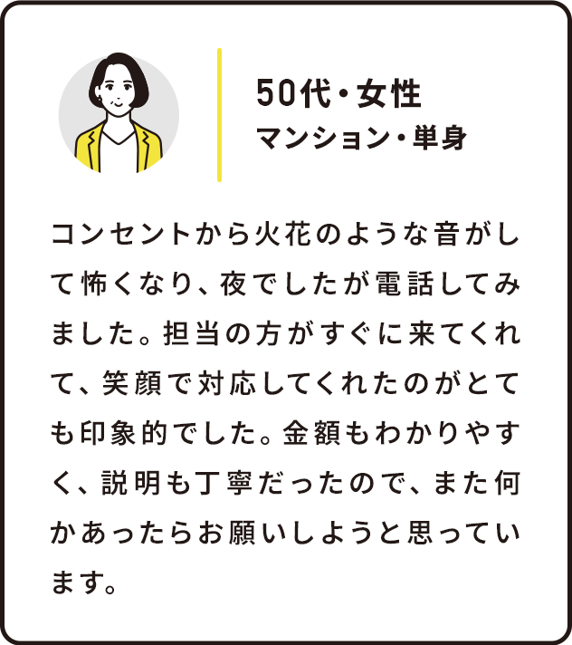 50代女性・マンション単身・コンセントの修理